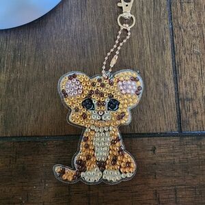 Sequin Leopard Keychain - Brown and Gold